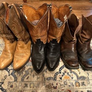 3 pair men’s 13 d western cowboy boots.